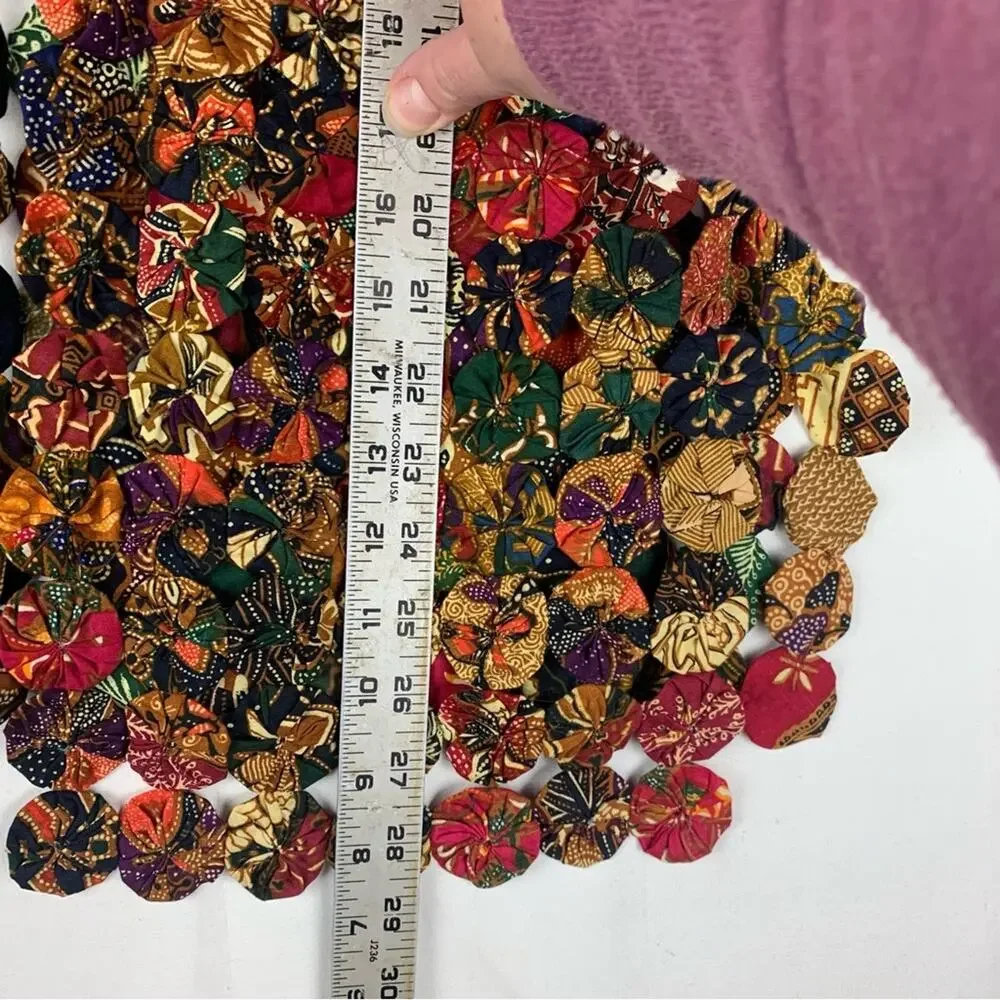 Vintage Halsey yoyo quilt size large Colorful Vest granny art boho retro twist
